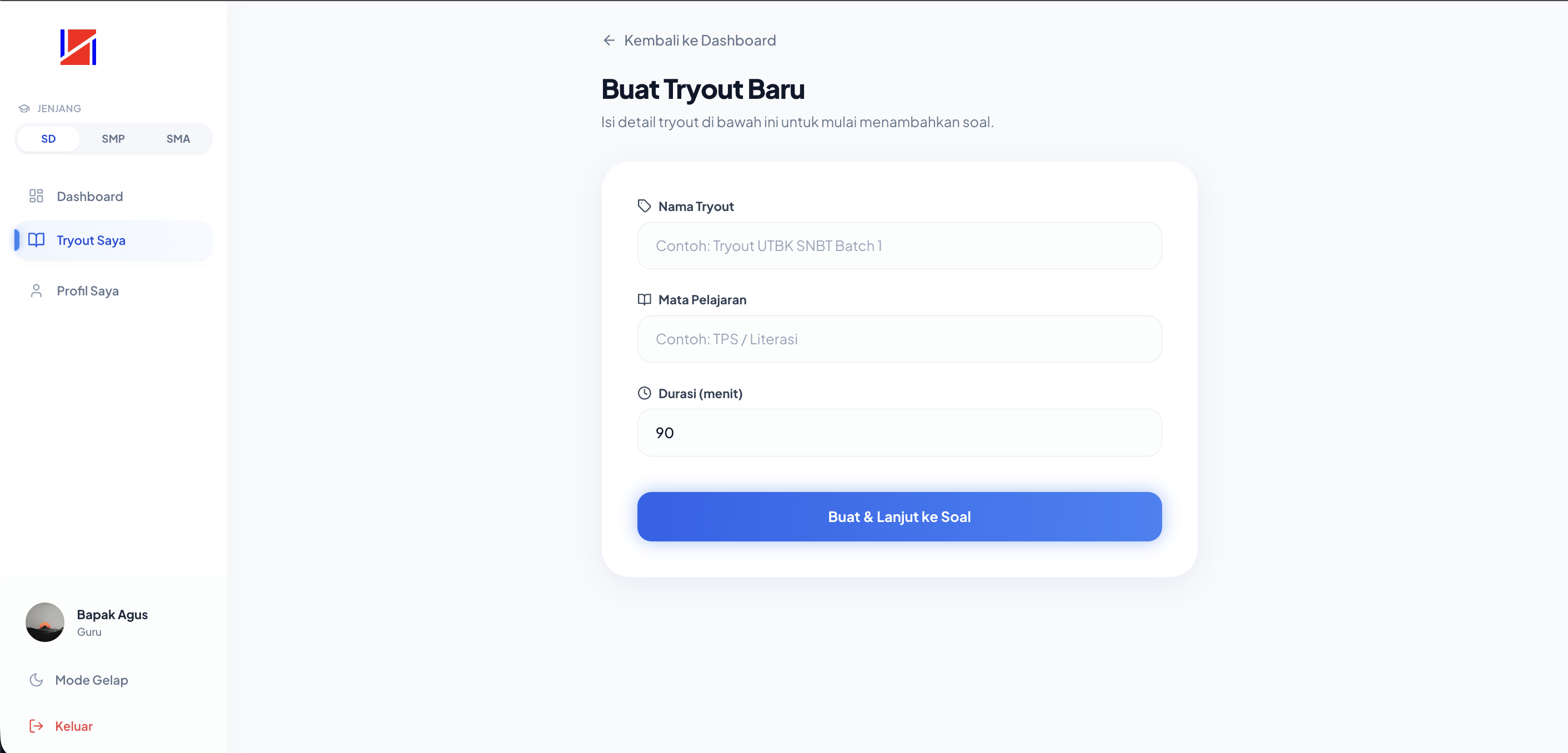 Screenshot Buat Tryout