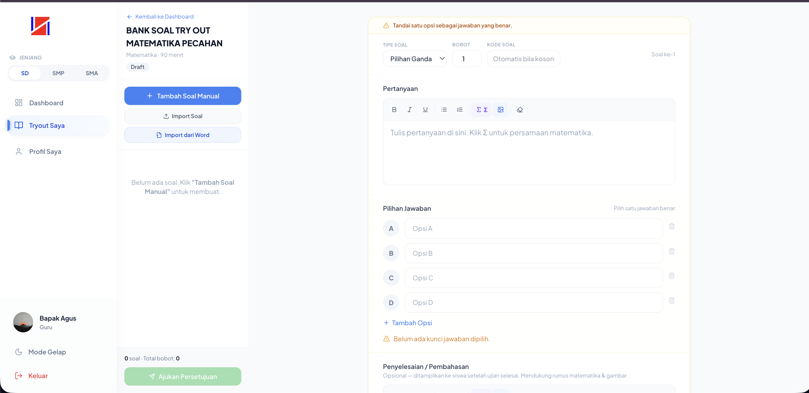 Screenshot Editor Soal